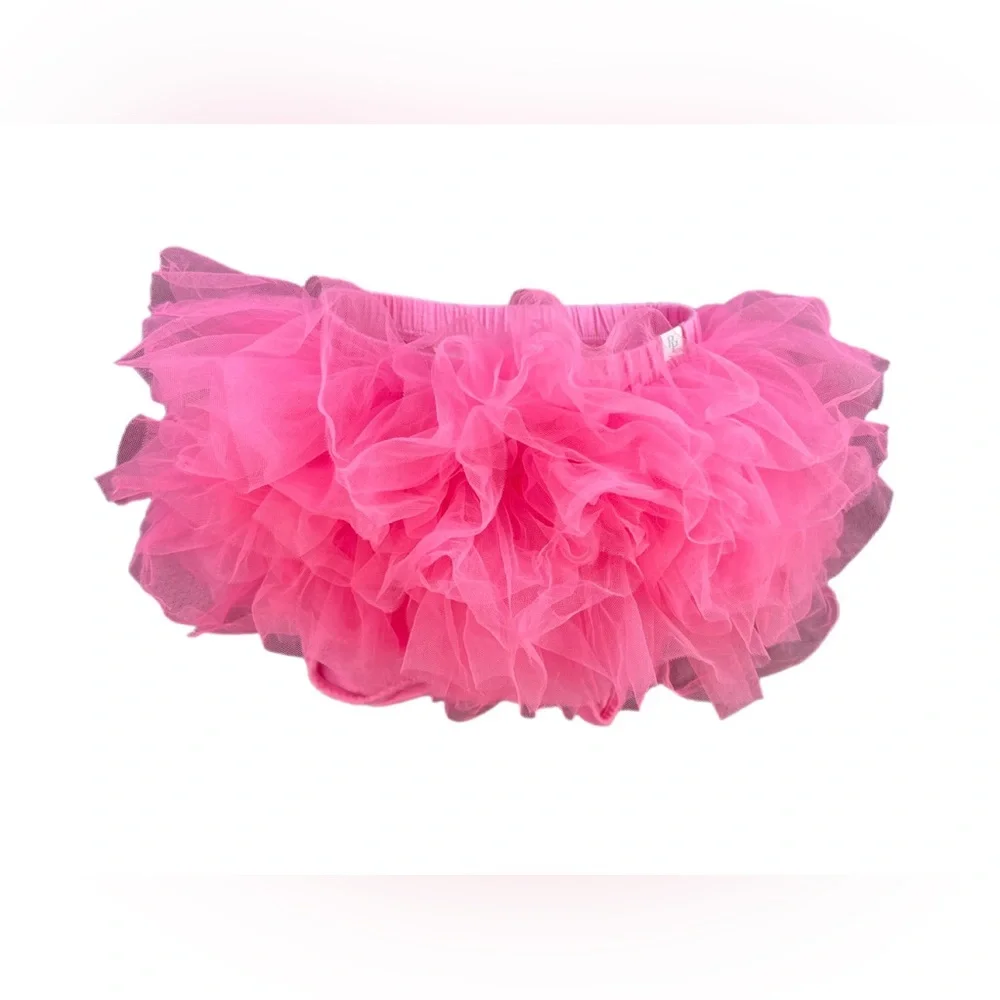 POSH PEANUT Pink Tulle and Bamboo Bloomers - 18-24M